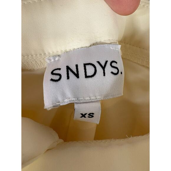 SNDYS Roma Pants Trouser Satin Wide Leg High Rise Minimalist Classy Ivory Sz XS - Picture 6 of 13